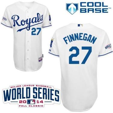 Kansas City Royals #27 Brandon Finnegan White Cool Base Stitched Baseball Jersey W 2014 World Series Patch