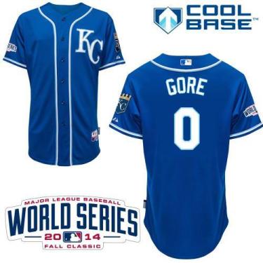 Kansas City Royals #0 Terrance Gore Blue Cool Base Baseball Jersey W 2014 World Series Patch