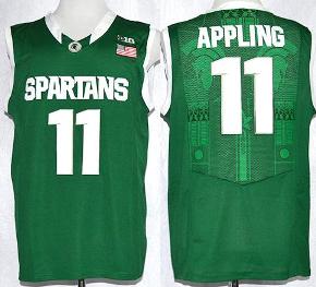 Michigan Stata Spartans 11 Keith Appling Green NCAA Authentic Basketball Jerseys