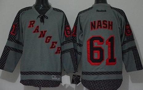 New York Rangers 61 Rick Nash Charcoal Cross Check Fashion Stitched NHL Jersey