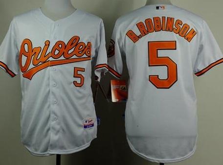 Baltimore Orioles #5 Brooks Robinson White Cool Base Stitched Baseball Jersey