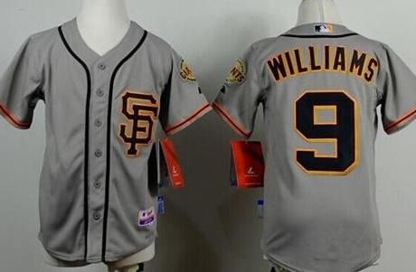 Youth San Francisco Giants #9 Matt Williams Grey Road 2 Cool Base Stitched Baseball Jersey