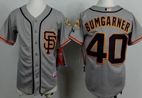 Youth San Francisco Giants #40 Madison Bumgarner Grey Road 2 Cool Base Stitched Baseball Jersey