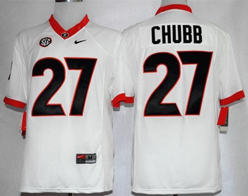 Georgia Bulldogs #27 Nick Chubb White Limited Stitched NCAA Jersey
