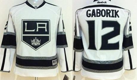 Youth Los Angeles Kings 12 Marian Gaborik White Road Stitched NHL jersey