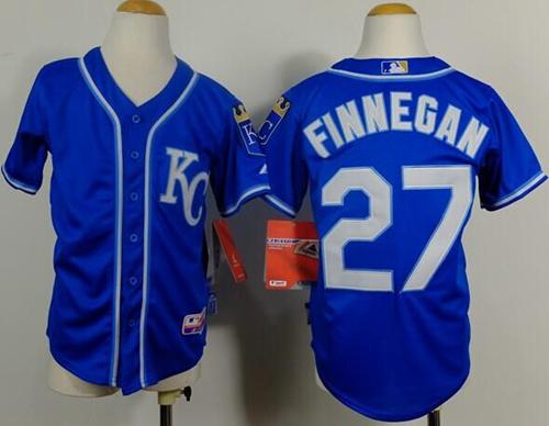 Youth Kansas City Royals #27 Brandon Finnegan Blue Alternate 2 Cool Base Stitched Baseball Jersey