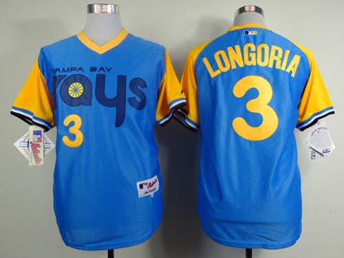 Tampa Bay Rays #3 Evan Longoria Light Blue 1988 Turn Back The Clcok Stitched Baseball Jersey Tampa Bay Rays #3 Evan Longoria Light Blue 1988 Turn Back The Clcok Stitched Baseball Jersey