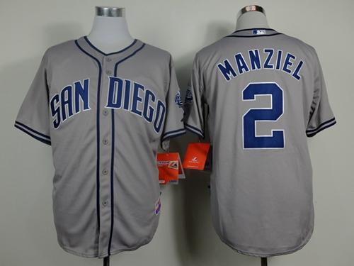 San Diego Padres #2 Johnny Manziel Grey Cool Base Stitched Baseball Jersey