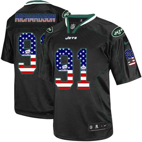 Nike New York Jets #91 Sheldon Richardson Black Men's Stitched NFL Elite USA Flag Fashion Jersey