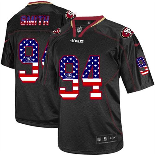 Nike San Francisco 49ers #94 Justin Smith Black Men's Stitched NFL Elite USA Flag Fashion Jersey