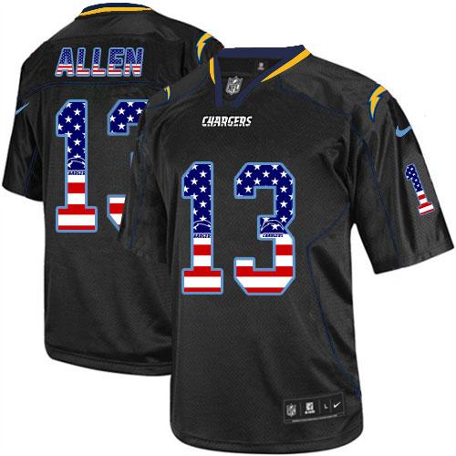Nike San Diego Chargers #13 Keenan Allen Black Men's Stitched NFL Elite USA Flag Fashion Jersey