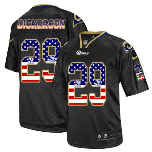 Nike St. Louis Rams #29 Eric Dickerson Black Men's Stitched NFL Elite USA Flag Fashion Jersey