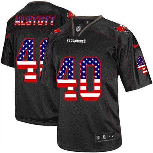 Nike Tampa Bay Buccaneers #40 Mike Alstott Black Men's Stitched NFL Elite USA Flag Fashion Jersey
