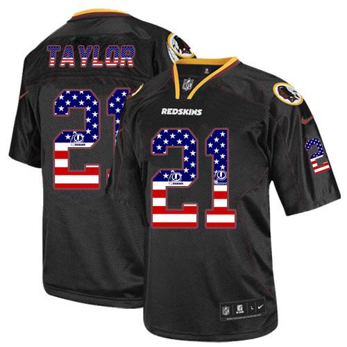 Nike Washington Redskins #21 Sean Taylor Black Men's Stitched NFL Elite USA Flag Fashion Jersey