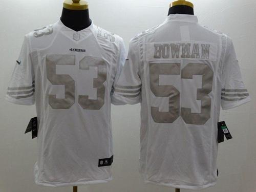 Nike San Francisco 49ers #53 NaVorro Bowman White Men's Stitched NFL Limited Platinum Jersey