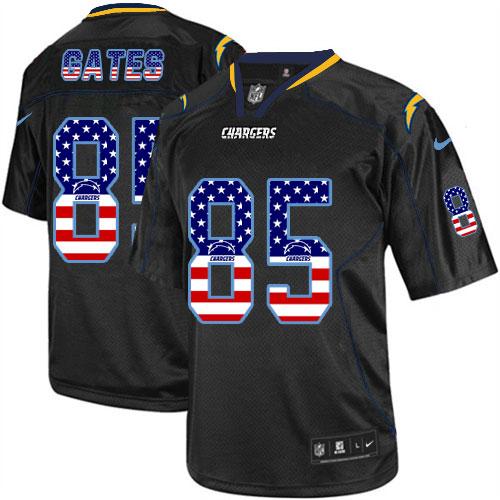 Nike San Diego Chargers #85 Antonio Gates Black Men's Stitched NFL Elite USA Flag Fashion Jersey