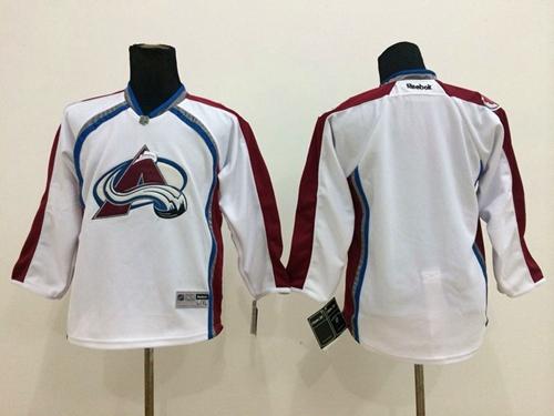 Youth Colorado Avalanche Blank White Stitched NHL Jersey