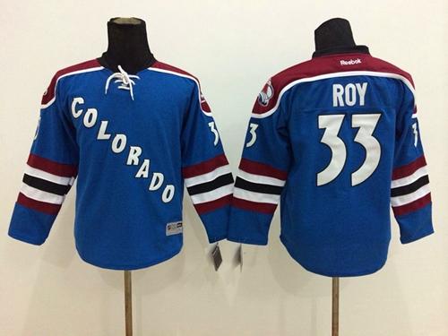 Youth Colorado Avalanche #33 Patrick Roy Blue Stitched NHL Jersey
