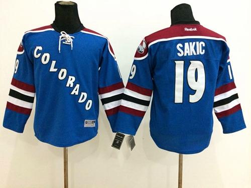 Youth Colorado Avalanche #19 Joe Sakic Blue Stitched NHL Jersey
