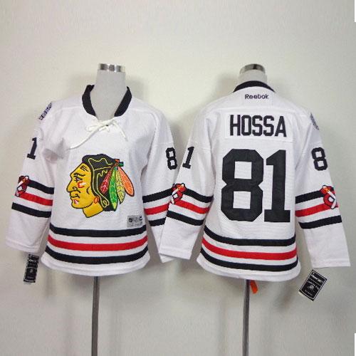 Youth Chicago Blackhawks #81 Marian Hossa White 2015 Winter Classic Stitched NHL Jersey