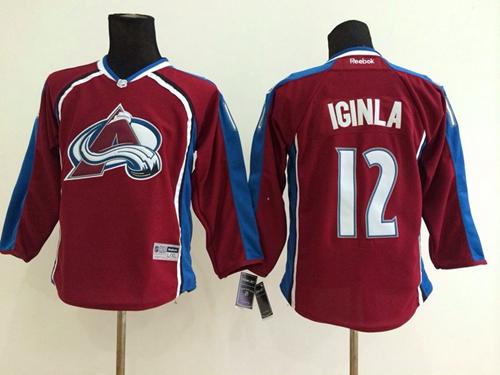 Youth Colorado Avalanche #12 Jarome Iginla Red Stitched NHL Jersey