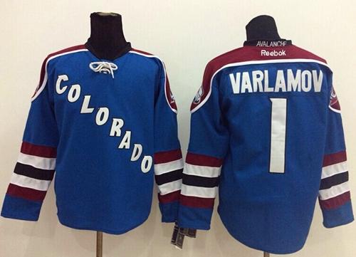 Colorado Avalanche #1 Semyon Varlamov Blue Third Stitched NHL Jersey
