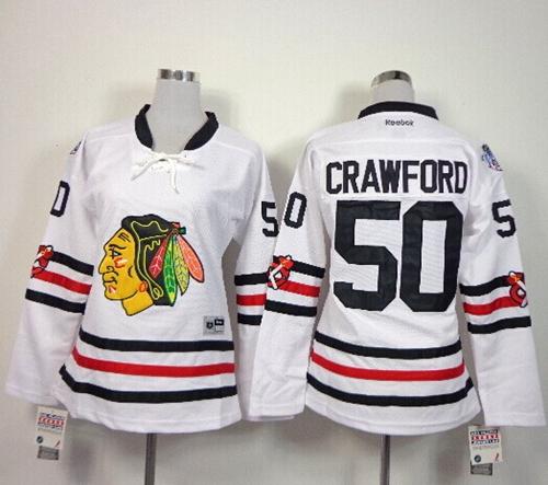 Women's Chicago Blackhawks #50 Corey Crawford White 2015 Winter Classic Stitched NHL Jersey