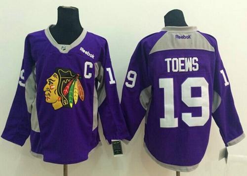 Chicago Blackhawks #19 Jonathan Toews Purple Hockey Fights Cancer Stitched NHL Jersey