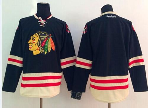 Chicago Blackhawks Blank Black 2015 Winter Classic Stitched NHL Jersey
