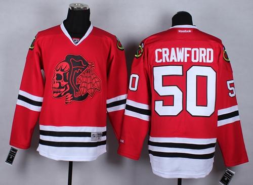 Chicago Blackhawks #50 Corey Crawford Red(Red Skull) Stitched NHL Jersey