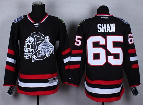 Chicago Blackhawks #65 Andrew Shaw Black(White Skull) 2014 Stadium Series Stitched NHL Jersey