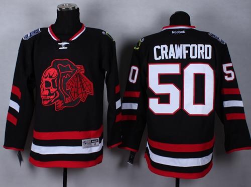 Chicago Blackhawks #50 Corey Crawford Black(Red Skull) 2014 Stadium Series Stitched NHL Jersey