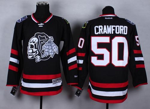 Chicago Blackhawks #50 Corey Crawford Black(White Skull) 2014 Stadium Series Stitched NHL Jersey