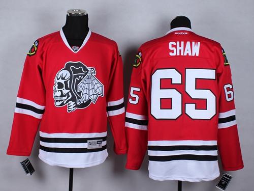 Chicago Blackhawks #65 Andrew Shaw Red(White Skull) Stitched NHL Jersey