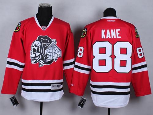 Chicago Blackhawks #88 Patrick Kane Red(White Skull) Stitched NHL Jersey