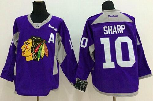 Chicago Blackhawks #10 Patrick Sharp Purple Hockey Fights Cancer Stitched NHL Jersey