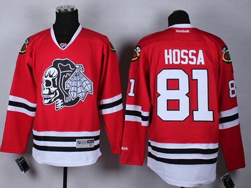 Chicago Blackhawks #81 Marian Hossa Red(White Skull) Stitched NHL Jersey