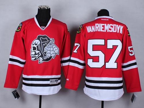 Chicago Blackhawks #57 Trevor Van Riemsdyk Red(White Skull) Stitched NHL Jersey