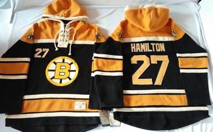 Boston Bruins #27 Dougie Hamilton Black Sawyer Hooded Sweatshirt Stitched NHL Jersey