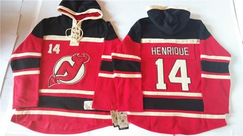 New Jersey Devils #14 Adam Henrique Red Sawyer Hooded Sweatshirt Stitched NHL Jersey