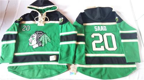 Chicago Blackhawks #20 Brandon Saad Green St. Patrick's Day McNary Lace Hoodie Stitched NHL jersey