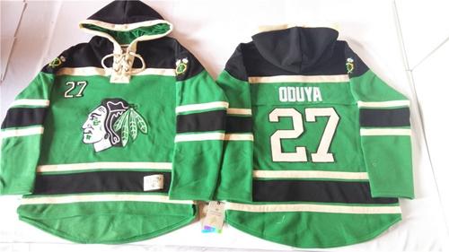 Chicago Blackhawks #27 Johnny Oduya Green St. Patrick's Day McNary Lace Hoodie Stitched NHL Jersey