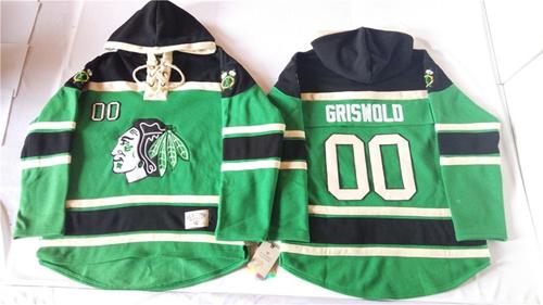 Chicago Blackhawks #00 Clark Griswold Green St. Patrick's Day McNary Lace Hoodie Stitched NHL Jersey