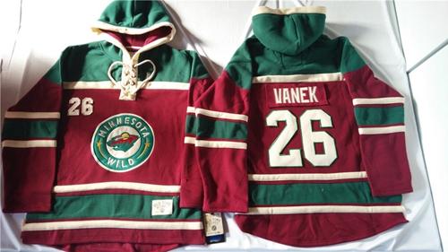 Minnesota Wild #26 Thomas Vanek Red Sawyer Hooded Sweatshirt Stitched NHL Jersey