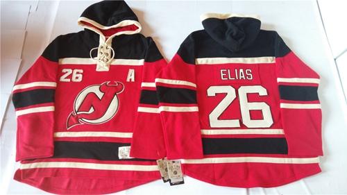 New Jersey Devils #26 Patrik Elias Red Sawyer Hooded Sweatshirt Stitched NHL Jersey