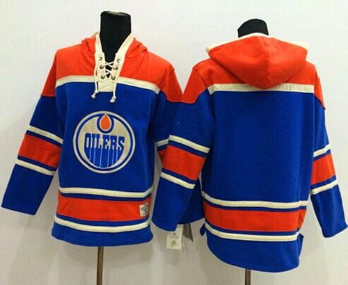 Edmonton Oilers Blank Light Blue Sawyer Hooded Sweatshirt Stitched NHL Jersey