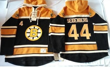 Boston Bruins #44 Dennis Seidenberg Black Sawyer Hooded Sweatshirt Stitched NHL Jersey