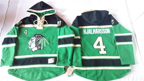 Chicago Blackhawks #4 Niklas Hjalmarsson Green St. Patrick's Day McNary Lace Hoodie Jersey