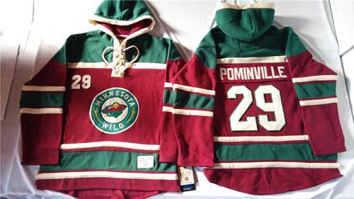 Minnesota Wild #29 Jason Pominville Red Sawyer Hooded Sweatshirt Stitched NHL Jersey