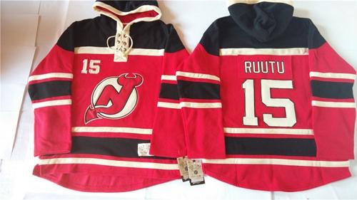 New Jersey Devils #15 Tuomo Ruutu Red Sawyer Hooded Sweatshirt Stitched NHL Jersey
